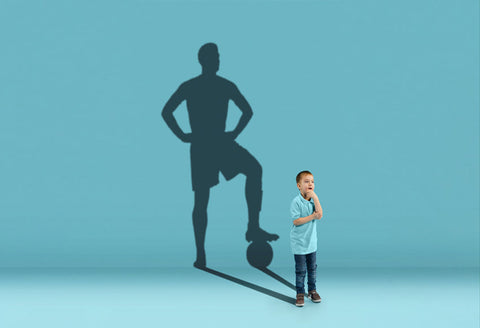 Football Player Childhood Blue Shadows Backdrop  Backdrop