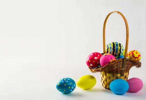 Colorful Easter Eggs Basket Backdrop for Photography SH028