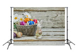 Easter Bunny Easter Eggs Brown Wood Photography Backdrop SH096