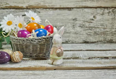 Easter Bunny Easter Eggs Brown Wood Photography Backdrop SH096