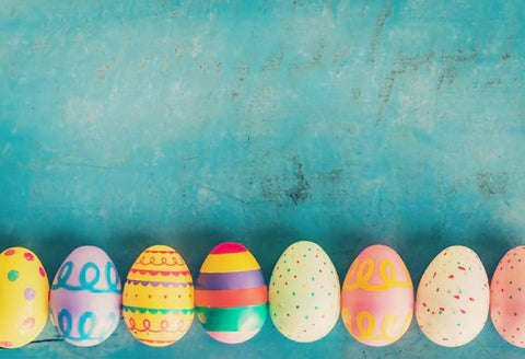 Easter Eggs Blue Wall Photo Booth Backdrop SH104