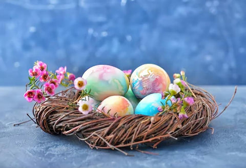 Easter Eggs Spring Pink Little Flowers Backdrop for Photography SH145