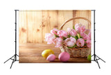 Spring Pink Flowers Easter Eggs Backdrop for Photo Shoot SH153