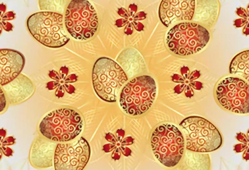 Golden Red Easter Eggs Backdrop for Party SH218