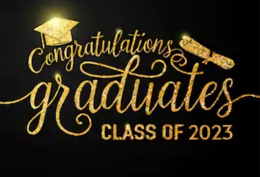 Felicidades Graduación Clase de 2023 Telón de Fondo Dorado Negro para Fotos SH-253