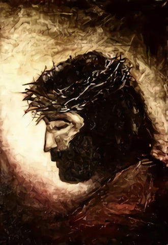 Religious Jesus Christ Hand Painting Fractal Effect Profile Portrait Backdrop SH340