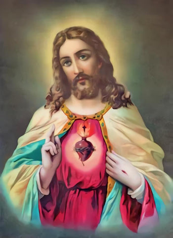 Typical Catholic Image of Heart of Jesus Christ from Slovakia Backdrop  SH358