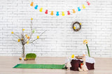 Easter Bunny White Brick Photo Backdrop SH600