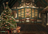 Chritsmas Tree Vintage House Photo Booth Backdrop