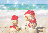Christmas Snowmen Beach Sea Summer Backdrop 