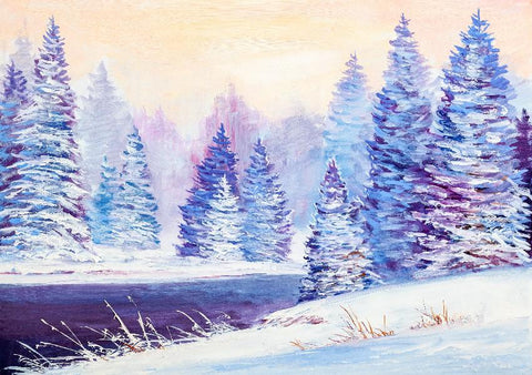 Oil Painting Winter Forest Landscape Photography Backdrop for Studio SH665