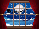 Red Curtain Santa Claus Window Photo Backdrop DBD-19407