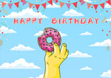Fondo de Cumpleaños Personalizado con Nubes de Cielo Azul Donut TKH1522