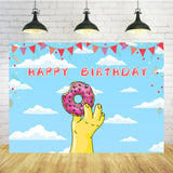 Fondo de Cumpleaños Personalizado con Nubes de Cielo Azul Donut TKH1522