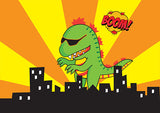 Fondo de Cumpleaños De Dibujos Animados de Godzilla Verde TKH1527