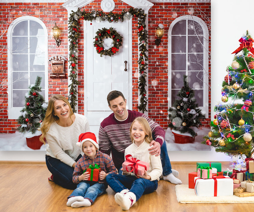 Fondo de Corona de Puerta de Casa Decorado con Navidad TKH1561 ...