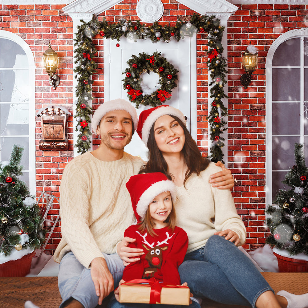 Fondo de Corona de Puerta de Casa Decorado con Navidad TKH1561 ...
