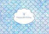 Fondo de Cumpleaños Personalizado con Escamas de Sirena Azul TKH1566