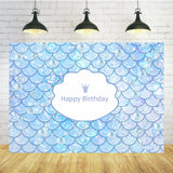 Fondo de Cumpleaños Personalizado con Escamas de Sirena Azul TKH1566