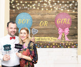 Blue And Pink Bow Gender Reveal Baby Shower Backdrop