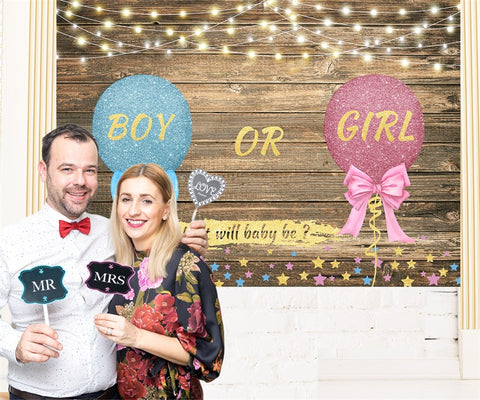 Blue And Pink Bow Gender Reveal Baby Shower Backdrop
