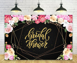 Gold and Black  Bridal Shower Photo Booth Bakckdrop