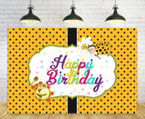 Happy Bee Birthday Photo Booth Bakckdrop 