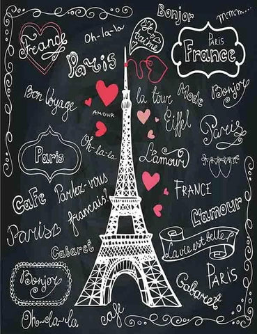 Painted Paris Hearts on Chalkboard for Valentine Photo Backdrop VAT-18