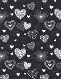 Hearts Black Background Valentine Photo Backdrop VAT-19