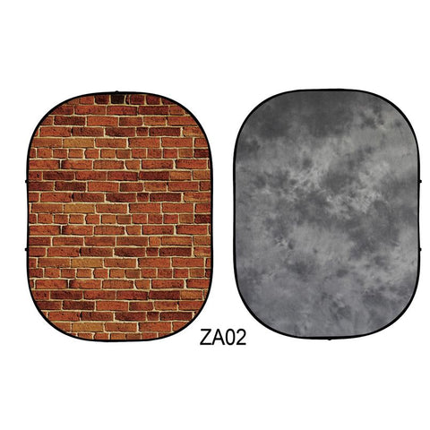 Double-sided Abstract Texture/Brick Collapsible Backdrop  5x6.5ft(1.5x2m) ZA02