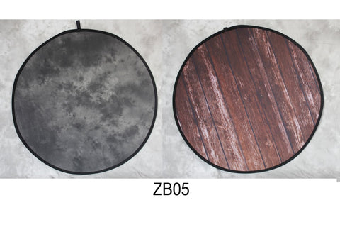 Redondo Negro Abstracta Textura /Madera Plegable Doble-Cara Telón de Fondo 5x5ft (1.5x1.5m) ZB05