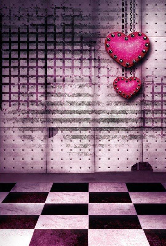 Love Heart Grunge Wall Valentine's Day Backdrop ZH-2