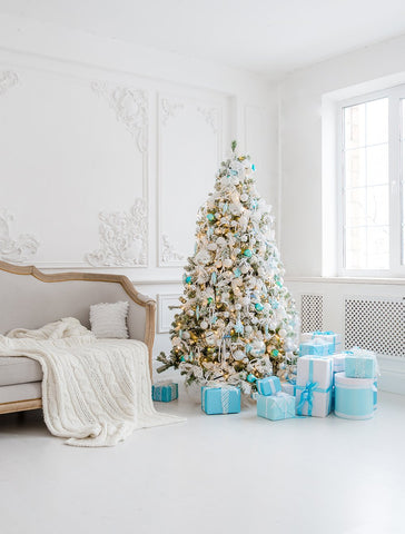 White Room Blue Gift Boxes Christmas Decorations Photography Backdrops DBD-P19191