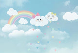 Cute White Clouds Rainbow Baby Shower Party Decorations Backdrop LV-035