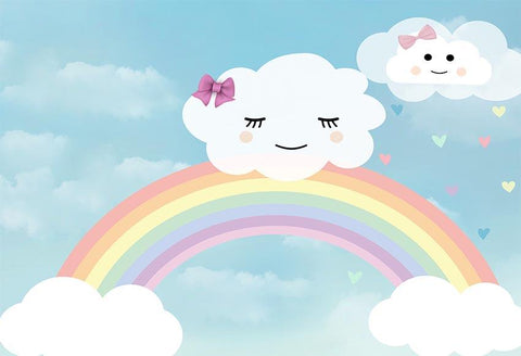 Cute Clouds Rainbow Baby Shower Party Decorations Backdrop LV-036