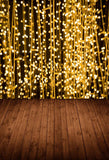 Gold Lights Brown Wood Floor Background for Studio LV-1287