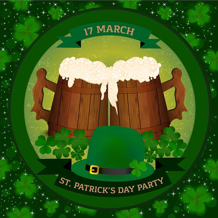 Saint Patrick's Day Backdrop Bear Clover Green Background  LV-1328