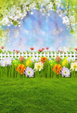 Spring Easter Eggs Flowers Green Grass Photo Backdrop for Studio LV-1357