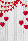 Valentine's Day Red Love Heart White Wood Floor Backdrop for Photos LV-1419