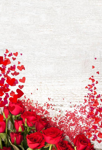 Red Rose Romantic Valentine's Day Backdrop for Photography LV-1569