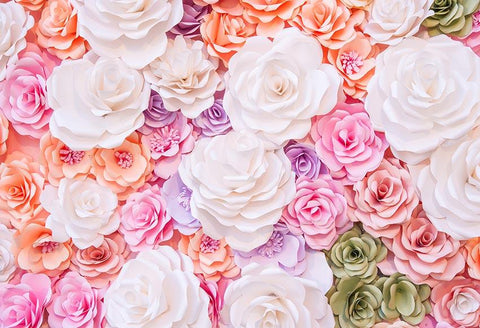 Colorful Flower Clusters Floral Wall Backdrop for Photo Booth