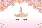 Unicorn Pink Backdrop for Girl Baby Shower Birthday Party LV-179