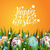 Easter Eggs Green Grass Spring Flowers Yellow Backdrop for Photography LV-1806