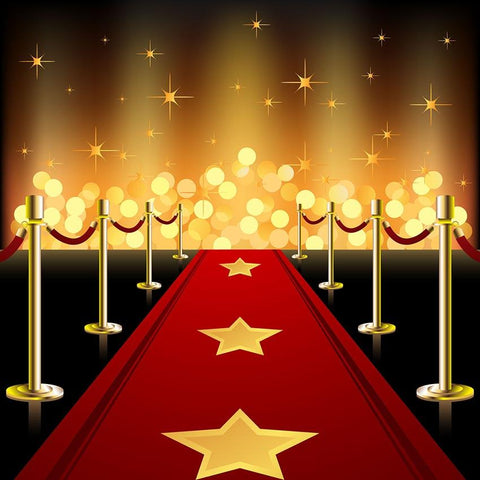Hollywood Red Carpet  Gold Lights Backdrops for Photography LV-287