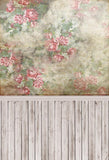 Vintage Flowers Wood Floor Photo Backdrop for Studio  LV-304