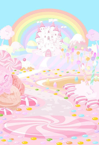 Pink Castle Candy Girl Photography Backdrop LV-308