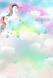 Unicorn Rainbow Clouds Backdrop for Newborn Baby Photography LV-340