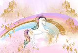 Unicorn Rainbow Pink Photo Backdrop for Baby Shower Birthday  LV-341-H