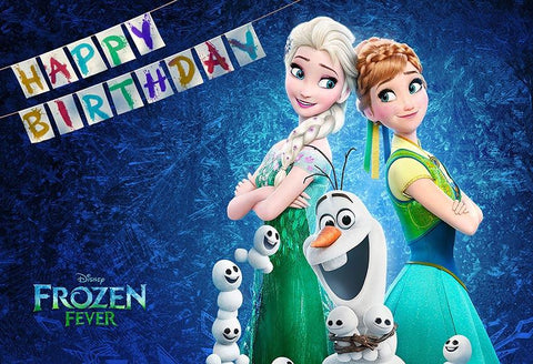 Frozen Fever Cartoon Backdrop for Children Birthday Party Photography LV-353