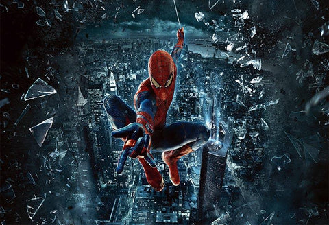 Spiderman Superhero Cityscape Boys Photo Backdrop  LV-377